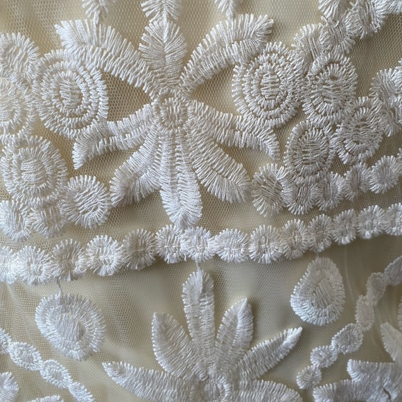 VINTAGE Guipure Lace Boho Style Sheer Dress Ivory - Picture 7 of 12